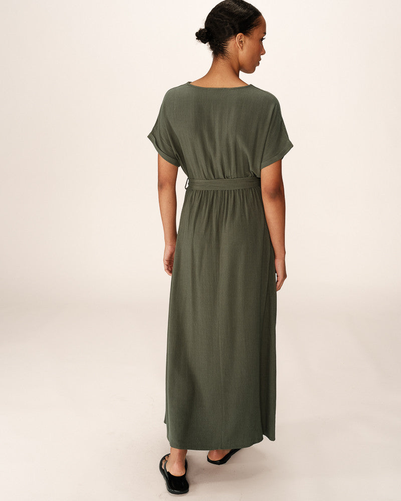 ROBE LONGUE VERT POLLEN