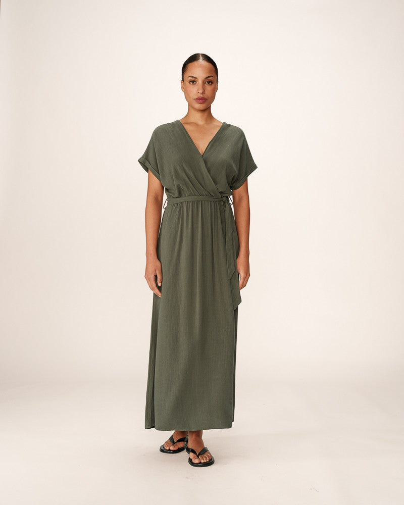 ROBE LONGUE VERT POLLEN